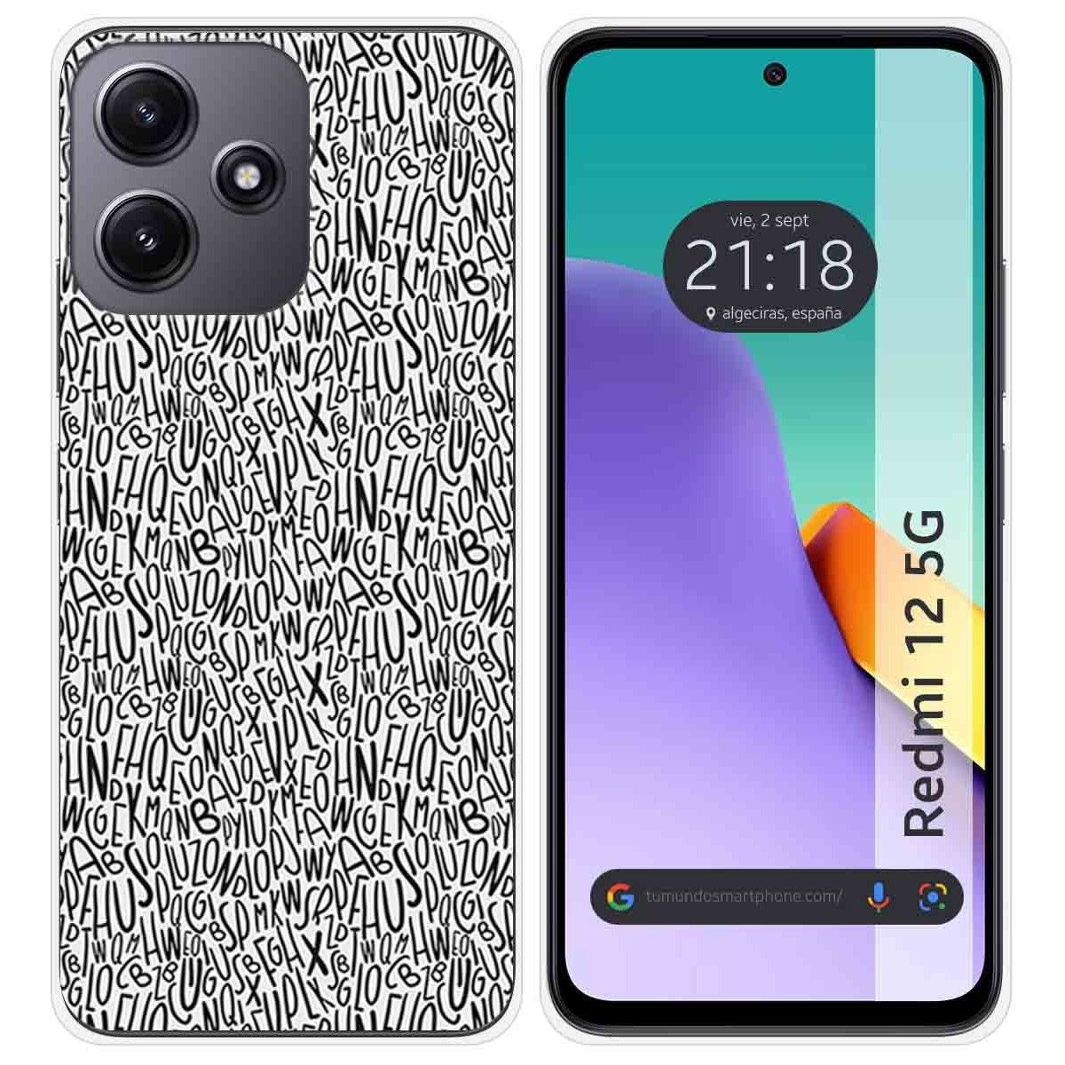 Funda Silicona para Xiaomi Redmi 12 5G diseño Letras Dibujos
