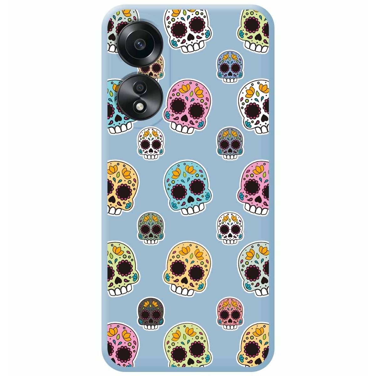 Funda Silicona Líquida Azul para Oppo A58 4G diseño Catrina Dibujos