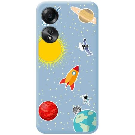 Funda Silicona Líquida Azul para Oppo A58 4G diseño Espacio Dibujos