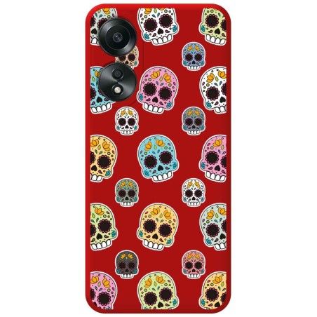 Funda Silicona Líquida Roja para Oppo A58 4G diseño Catrina Dibujos