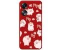 Funda Silicona Líquida Roja para Oppo A58 4G diseño Cerdos Dibujos