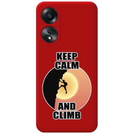 Funda Silicona Líquida Roja para Oppo A58 4G diseño Hombre Escalada Dibujos