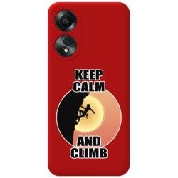 Funda Silicona Líquida Roja para Oppo A58 4G diseño Mujer Escalada Dibujos