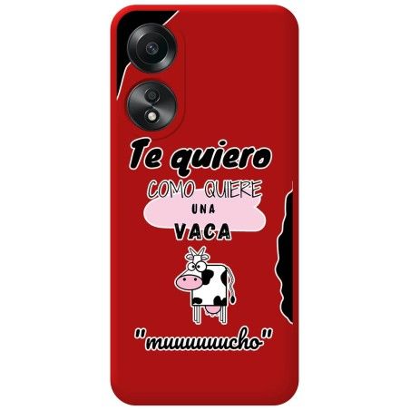 Funda Silicona Líquida Roja para Oppo A58 4G diseño Vaca Dibujos