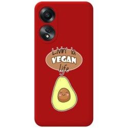 Funda Silicona Líquida Roja para Oppo A58 4G diseño Vegan Life Dibujos