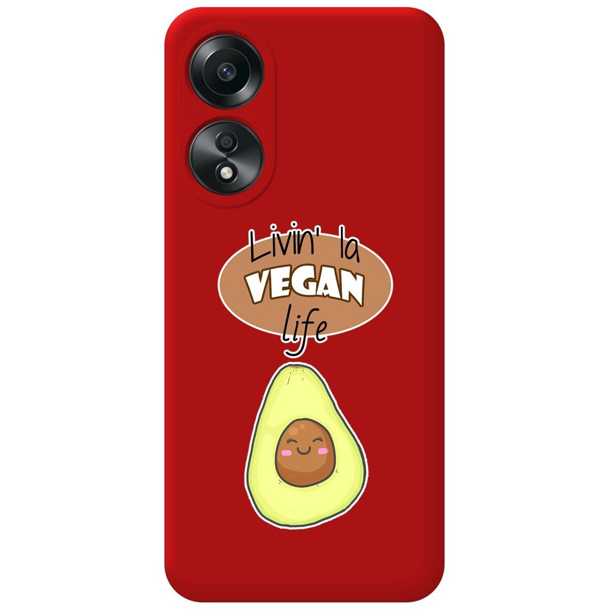 Funda Silicona Líquida Roja para Oppo A58 4G diseño Vegan Life Dibujos