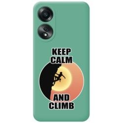 Funda Silicona Líquida Verde para Oppo A58 4G diseño Mujer Escalada Dibujos