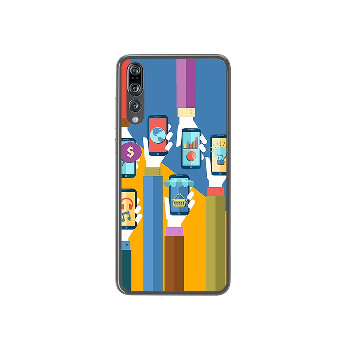 Funda Gel Tpu para Huawei P20 Pro Diseño Apps Dibujos