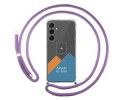 Personaliza tu Funda Colgante Transparente para Samsung Galaxy S23 FE 5G con Cordon Morado Dibujo Personalizada