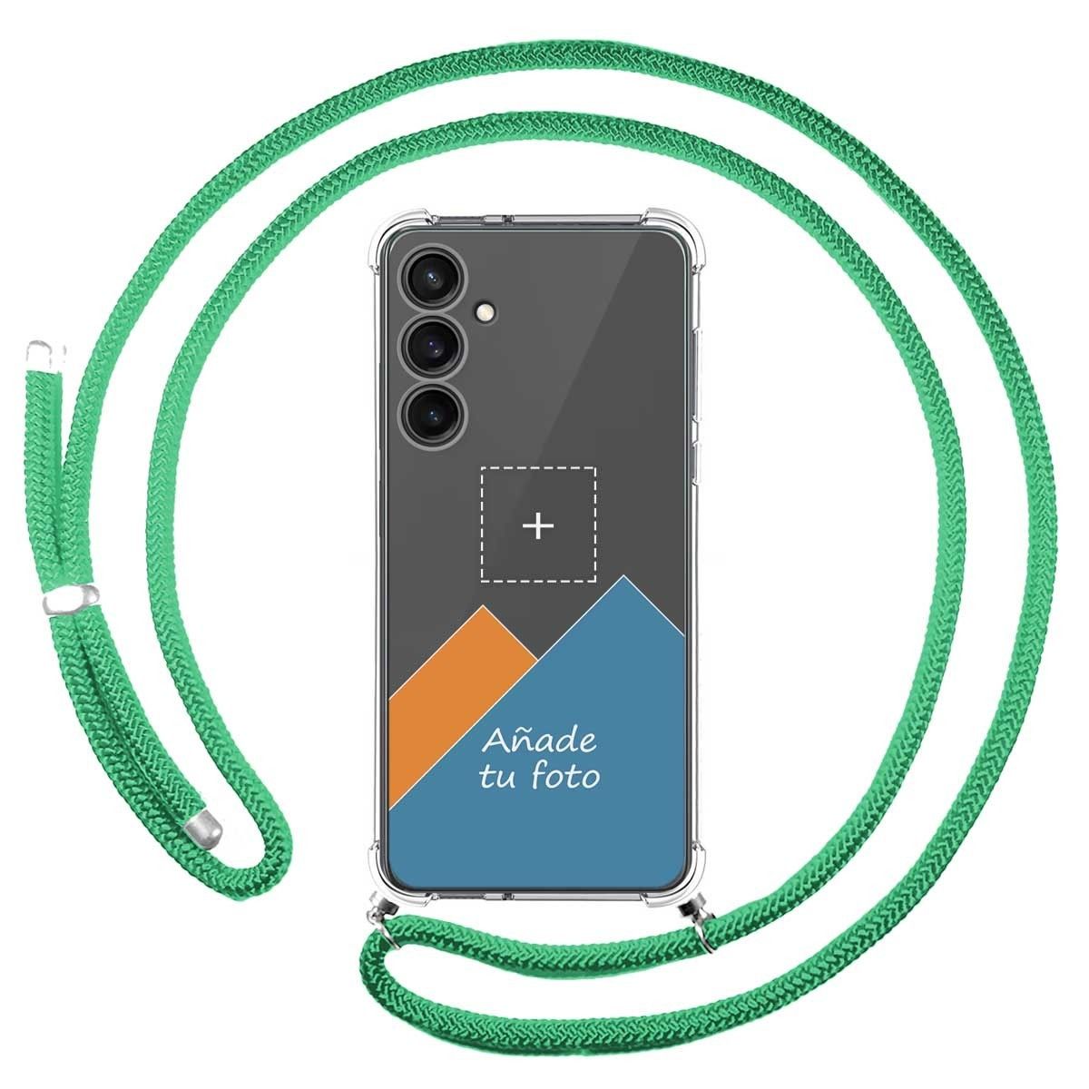 Personaliza tu Funda Colgante Transparente para Samsung Galaxy S23 FE 5G con Cordon Verde Agua Dibujo Personalizada