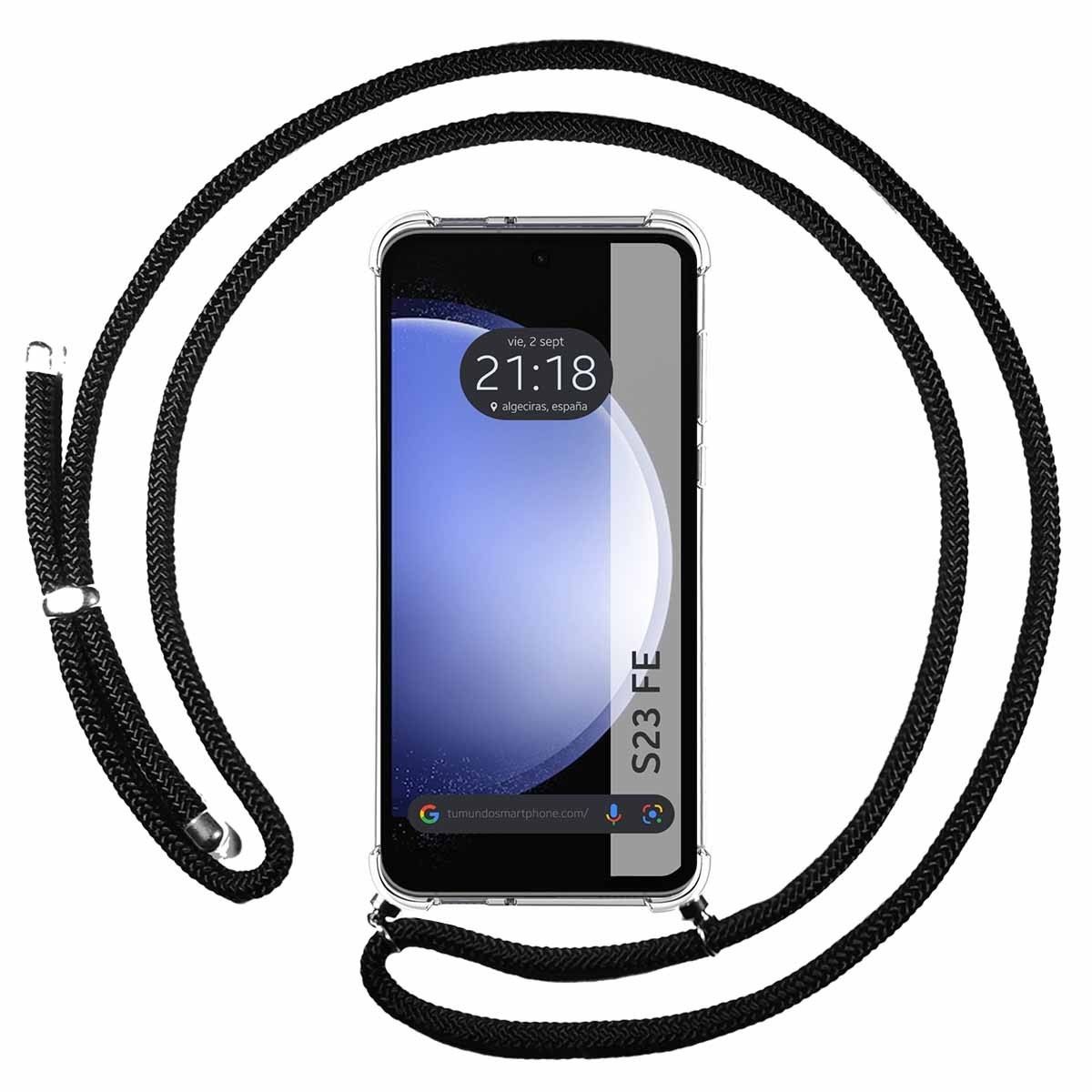 Funda Colgante Transparente para Samsung Galaxy S23 FE 5G con Cordon Negro
