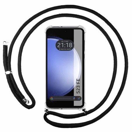 Funda Colgante Transparente para Samsung Galaxy S23 FE 5G con Cordon Negro