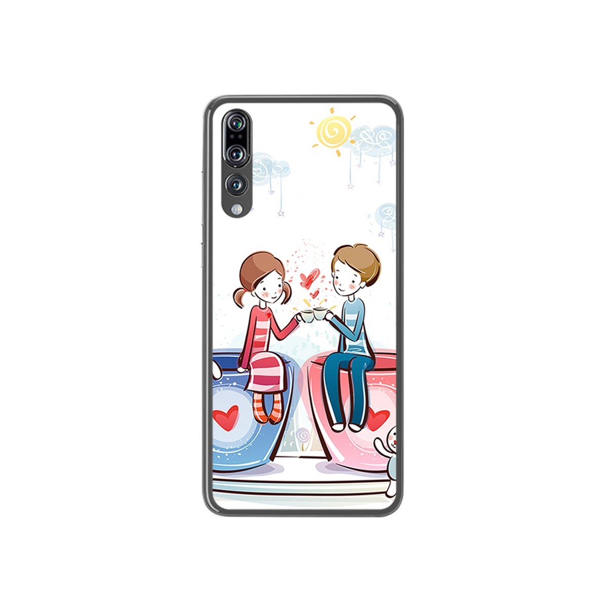 Funda Gel Tpu para Huawei P20 Pro Diseño Cafe Dibujos