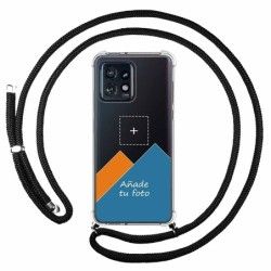 Personaliza tu Funda Colgante Transparente para Motorola Edge 40 Pro 5G con Cordon Negro Dibujo Personalizada