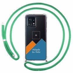 Personaliza tu Funda Colgante Transparente para Motorola Edge 40 Pro 5G con Cordon Verde Agua Dibujo Personalizada