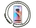 Funda Colgante Transparente para Motorola Edge 40 Pro 5G con Cordon Verde / Dorado