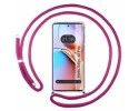 Funda Colgante Transparente para Motorola Edge 40 Pro 5G con Cordon Rosa Fucsia