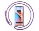 Funda Colgante Transparente para Motorola Edge 40 Pro 5G con Cordon Morado