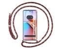 Funda Colgante Transparente para Motorola Edge 40 Pro 5G con Cordon Rosa / Dorado