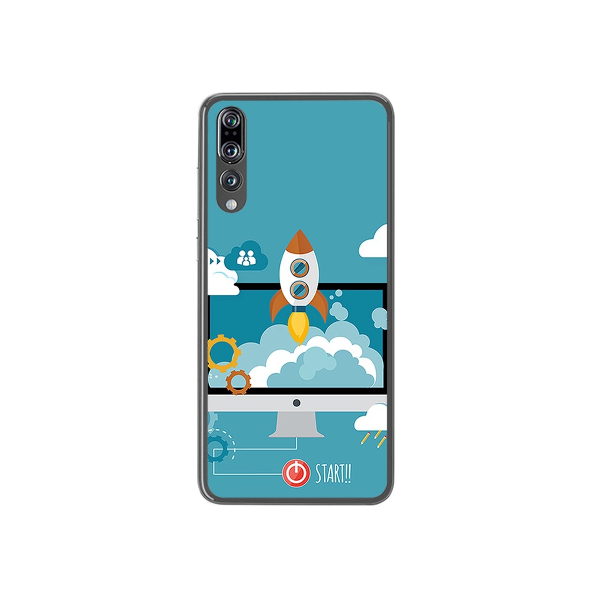 Funda Gel Tpu para Huawei P20 Pro Diseño Cohete Dibujos