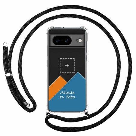Personaliza tu Funda Colgante Transparente para Google Pixel 8 5G con Cordon Negro Dibujo Personalizada