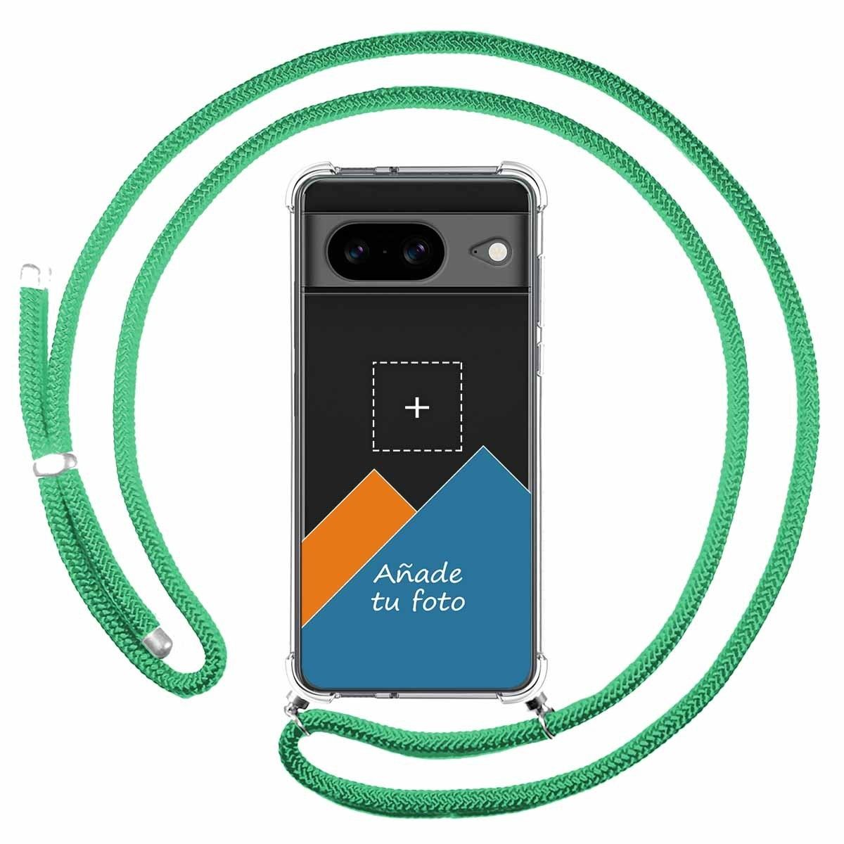 Personaliza tu Funda Colgante Transparente para Google Pixel 8 5G con Cordon Verde Agua Dibujo Personalizada