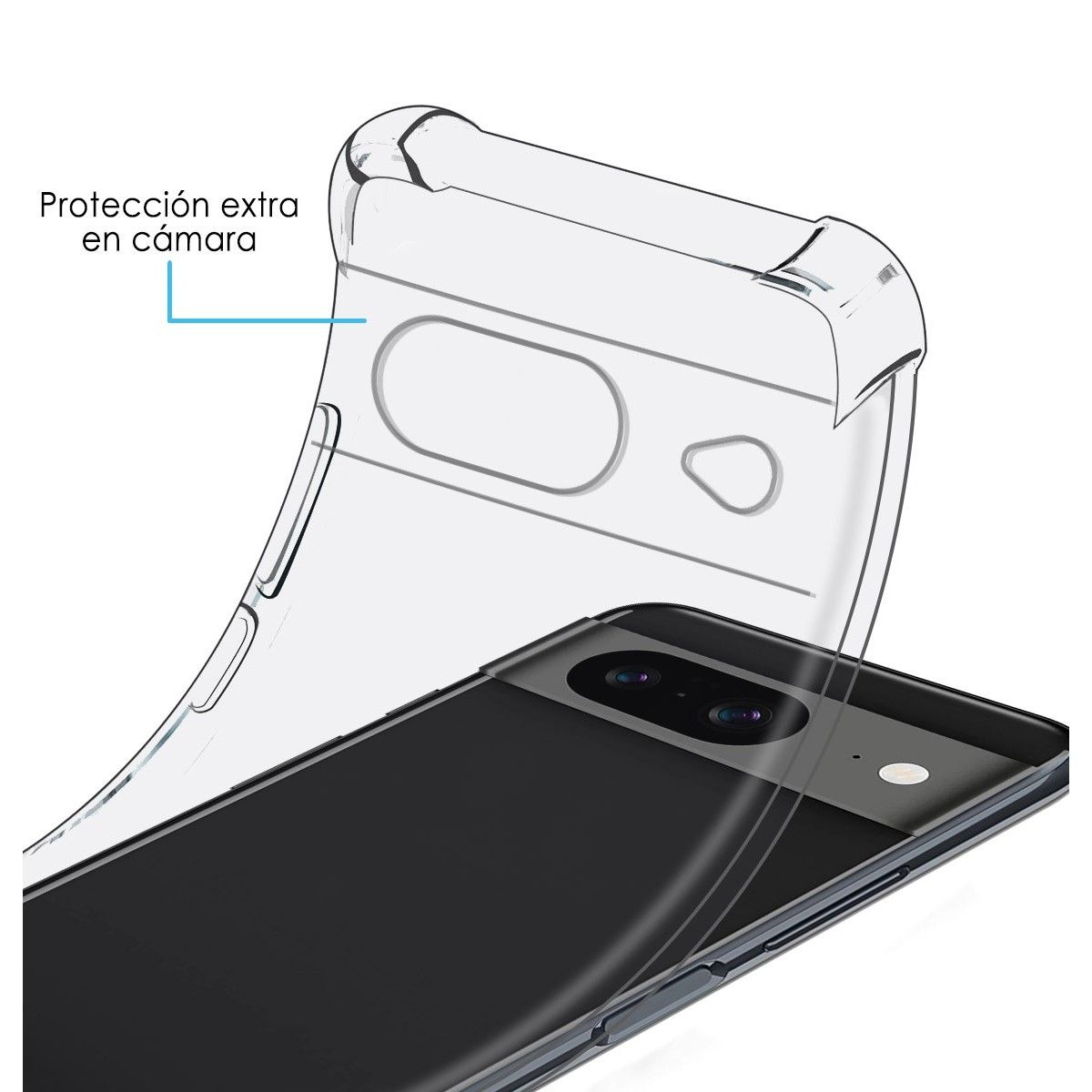 Funda Silicona Antigolpes Transparente para Google Pixel 8 5G