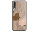 Funda Gel Tpu para Huawei P20 Pro Diseño Corazones Madera Dibujos