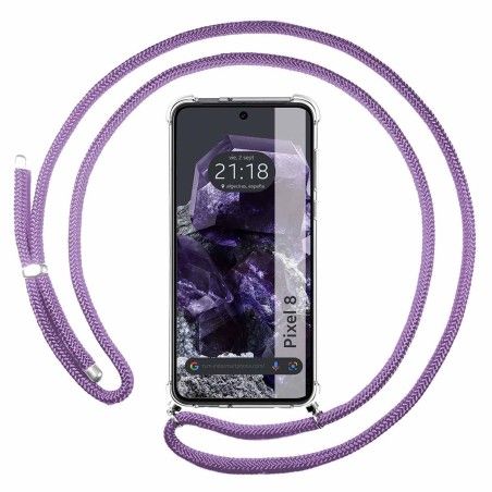 Funda Colgante Transparente para Google Pixel 8 5G con Cordon Morado
