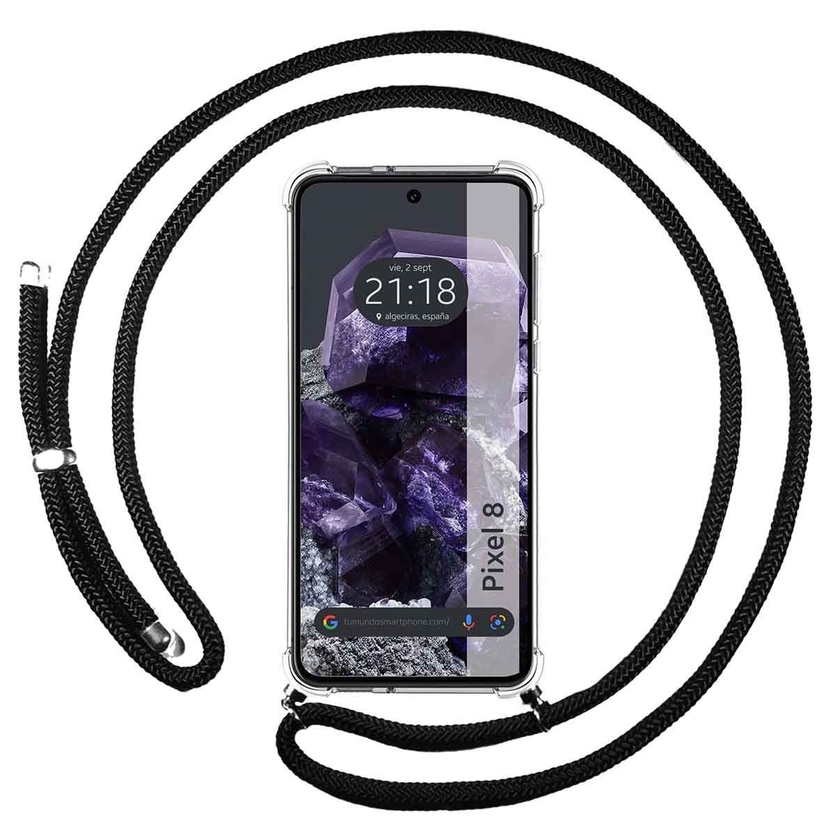 Funda Colgante Transparente para Google Pixel 8 5G con Cordon Negro