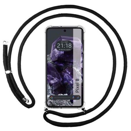 Funda Colgante Transparente para Google Pixel 8 5G con Cordon Negro