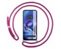 Funda Colgante Transparente para Motorola Moto G14 con Cordon Rosa Fucsia