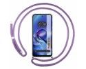 Funda Colgante Transparente para Motorola Moto G14 con Cordon Morado