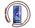 Funda Colgante Transparente para Motorola Moto G14 con Cordon Rosa / Dorado