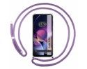 Funda Colgante Transparente para Motorola Moto G54 5G con Cordon Morado