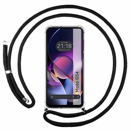 Funda Colgante Transparente para Motorola Moto G54 5G con Cordon Negro