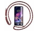 Funda Colgante Transparente para Motorola Moto G54 5G con Cordon Rosa / Dorado