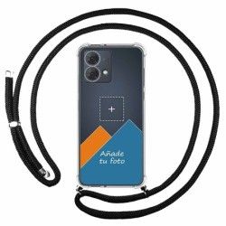 Personaliza tu Funda Colgante Transparente para Motorola Moto G84 5G con Cordon Negro Dibujo Personalizada