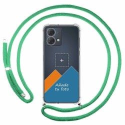 Personaliza tu Funda Colgante Transparente para Motorola Moto G84 5G con Cordon Verde Agua Dibujo Personalizada