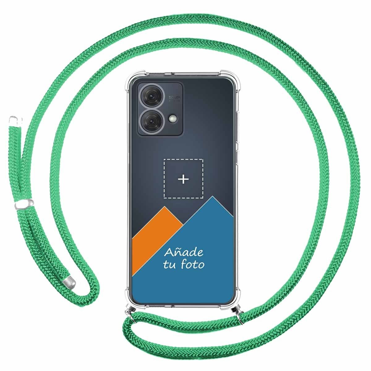 Personaliza tu Funda Colgante Transparente para Motorola Moto G84 5G con Cordon Verde Agua Dibujo Personalizada