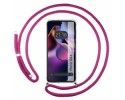 Funda Colgante Transparente para Motorola Moto G84 5G con Cordon Rosa Fucsia