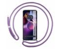 Funda Colgante Transparente para Motorola Moto G84 5G con Cordon Morado