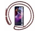 Funda Colgante Transparente para Motorola Moto G84 5G con Cordon Rosa / Dorado