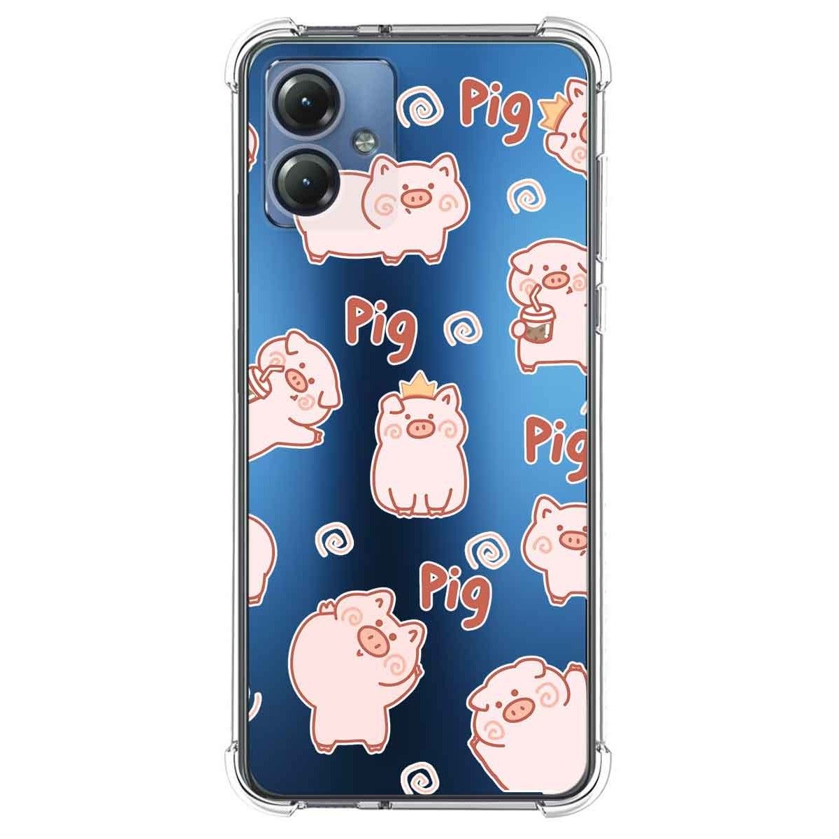 Funda Silicona Antigolpes para Motorola Moto G14 diseño Cerdos Dibujos