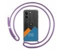 Personaliza tu Funda Colgante Transparente para Vivo V29 5G con Cordon Morado Dibujo Personalizada