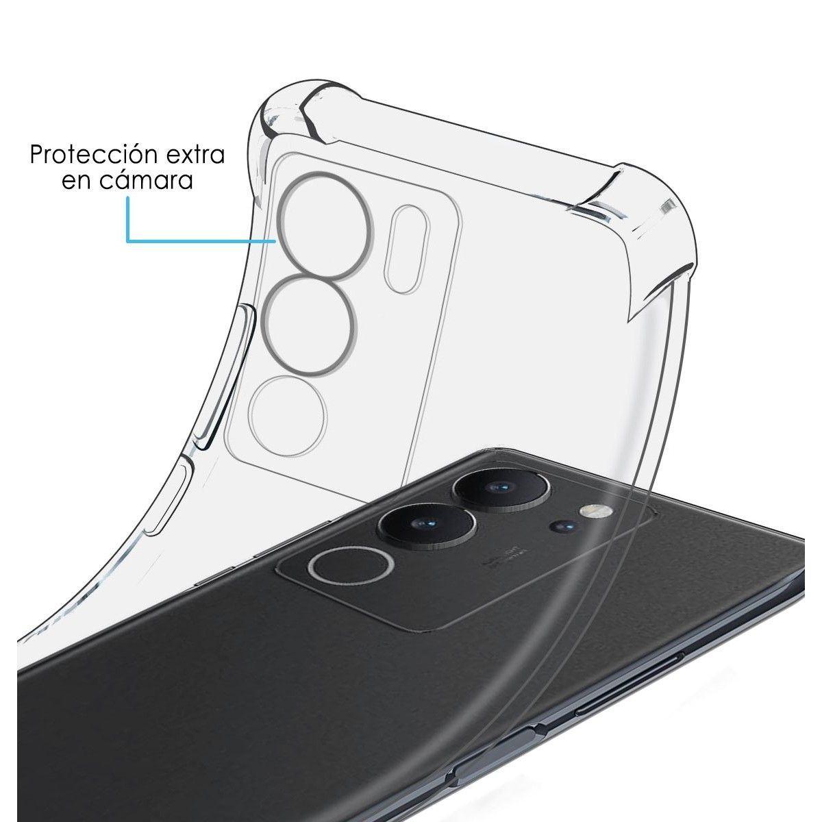 Funda Silicona Antigolpes Transparente para Vivo V29 5G