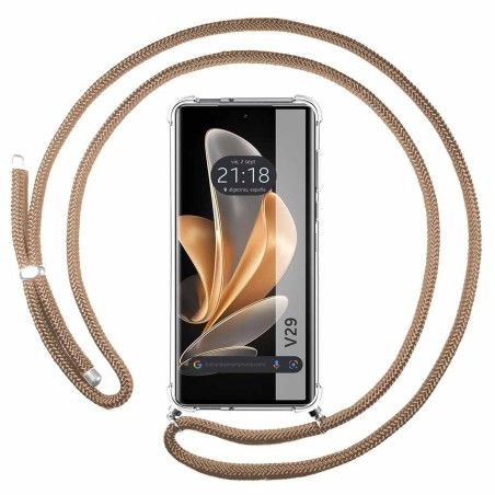 Funda Colgante Transparente para Vivo V29 5G con Cordon Camel