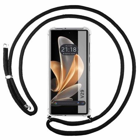 Funda Colgante Transparente para Vivo V29 5G con Cordon Negro