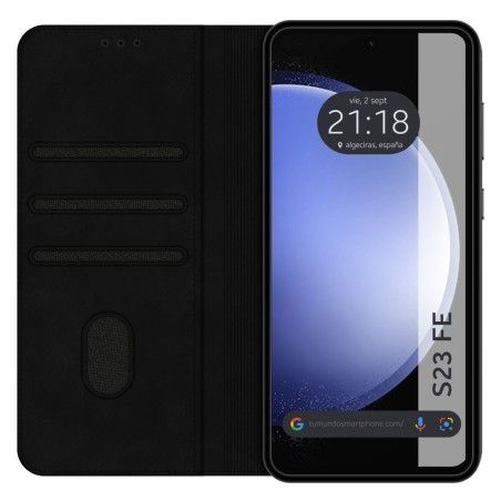 Funda Polipiel con tarjetero para Samsung Galaxy S23 FE 5G color Negra