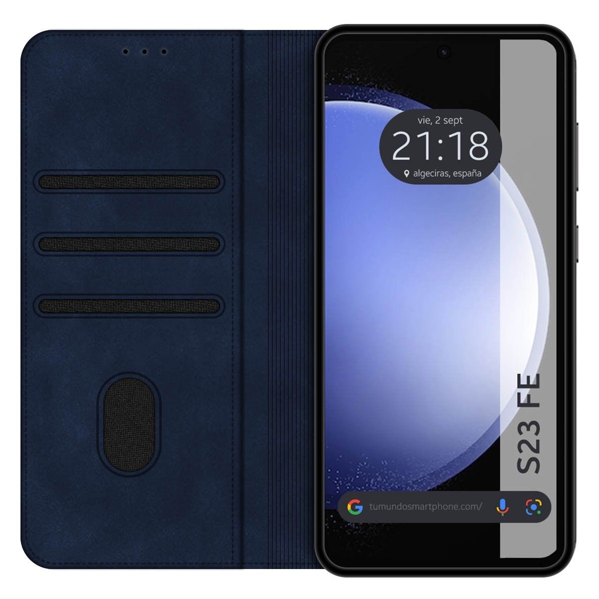 Funda Polipiel con tarjetero para Samsung Galaxy S23 FE 5G color Azul